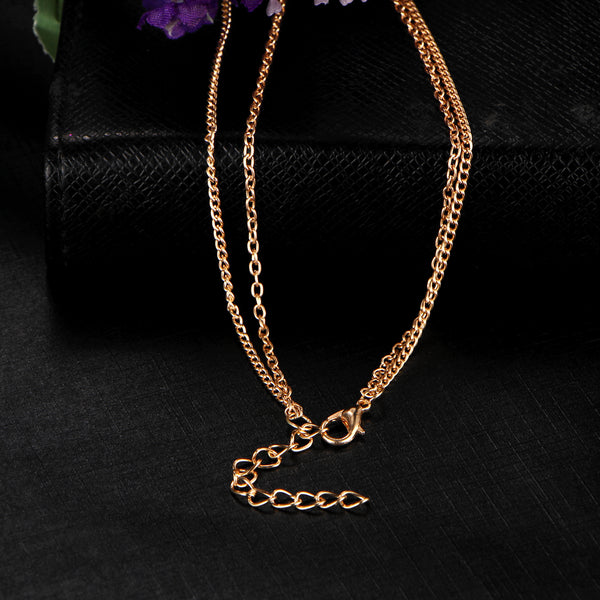 V Shape Double Layer Stone Necklace