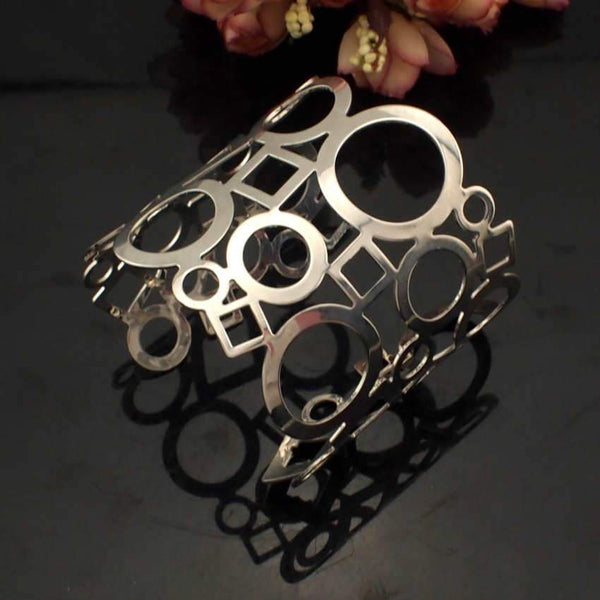 Circles and Squares Structured Cuff Bangle