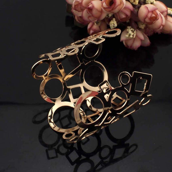 Circles and Squares Structured Cuff Bangle