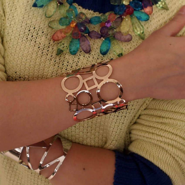 Circles and Squares Structured Cuff Bangle