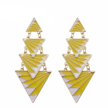Enamel Geometric Drop Earrings