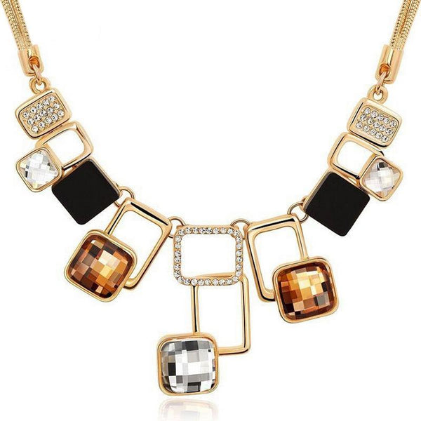 Crystal Squares Geometric Necklace