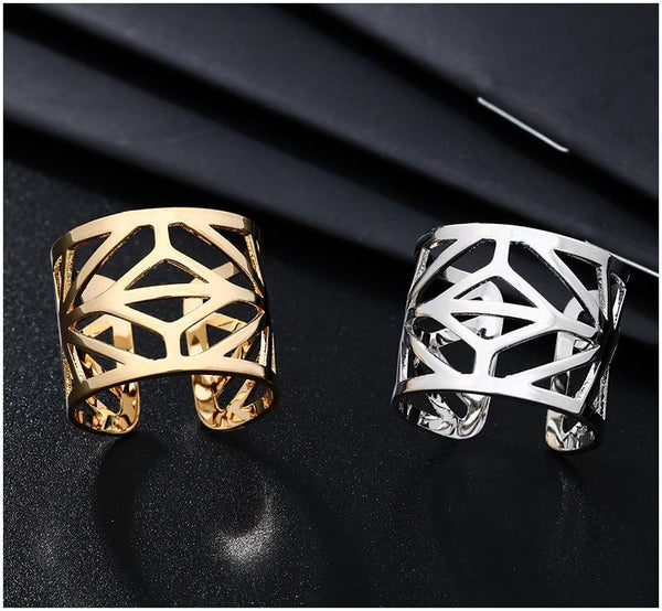 Geometric Lines Adjustable Ring