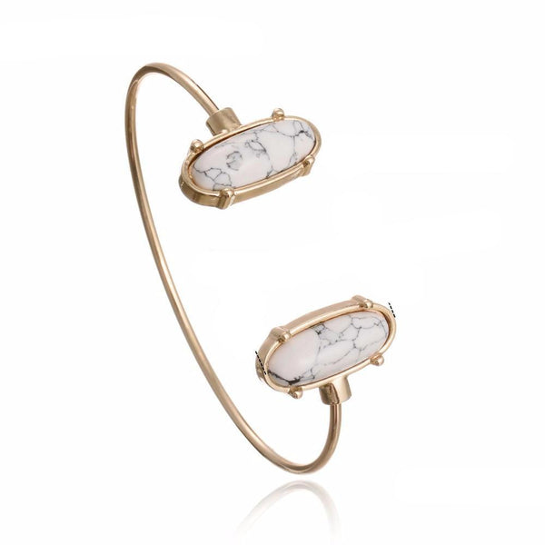 Oval Stone Thin Band Bangle