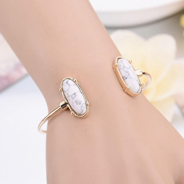 Oval Stone Thin Band Bangle