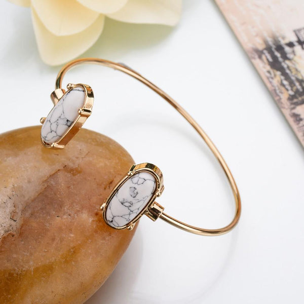 Oval Stone Thin Band Bangle