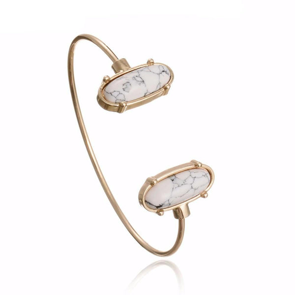 Oval Stone Thin Band Bangle