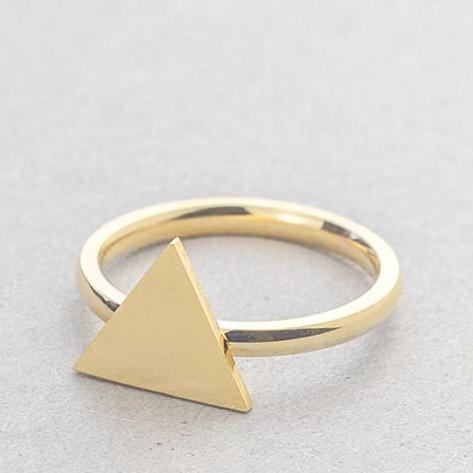 Metalwork Gold Color Geometric Ring